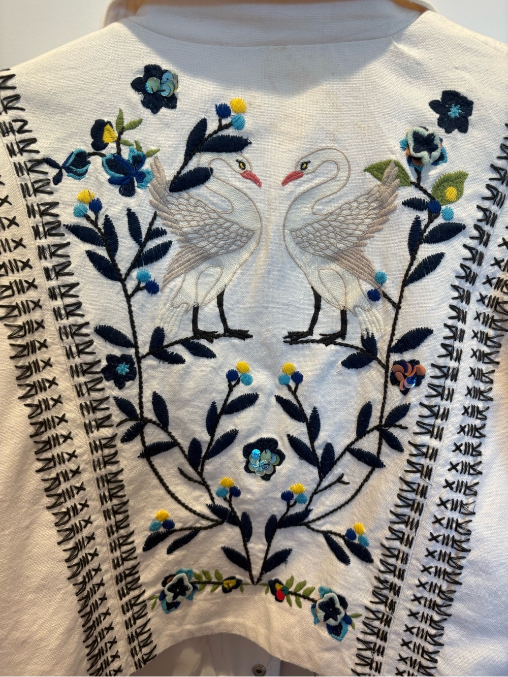 BRAND NEW Anthropologie White Embroidered Moto Jacket, Size Large - Picture 13 of 16